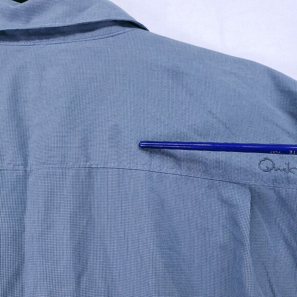 Quiksilver Waterman Collection XXL Blue Micro Check Mens Short Sleeve Shirt - Picture 14 of 16